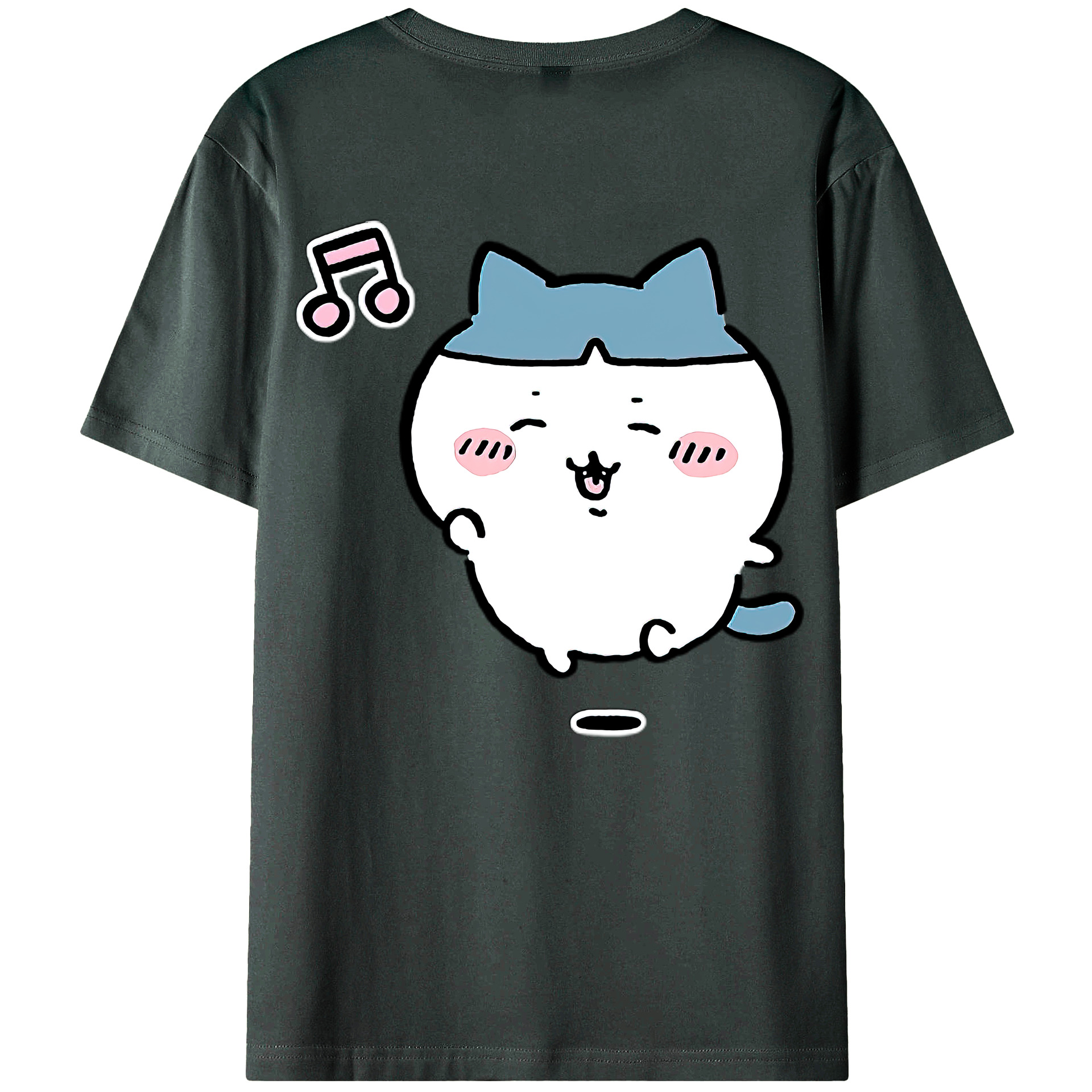 （画像用） ちいかわ ハチワレ Chii-kawa hachiware 綿100％ メンズ半袖Tシャツ（バックプリント） 通気性